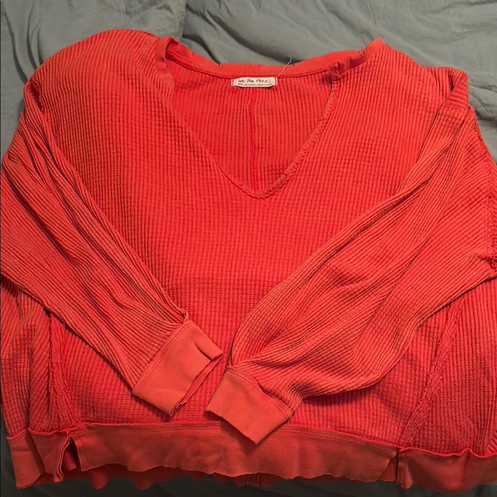 Vibrant Red V-Neck Sweater